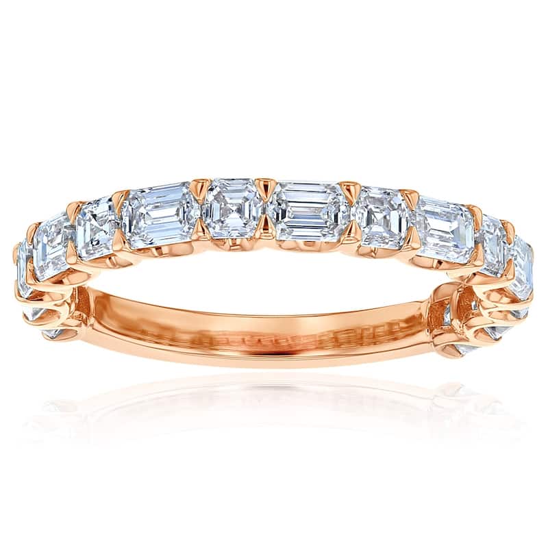 Kobelli 1.80 Carats Lab Grown Diamond Solid 14k Gold Asscher & Emerald Streamline Near Eternity Coco Ring - 8.5 - Rose
