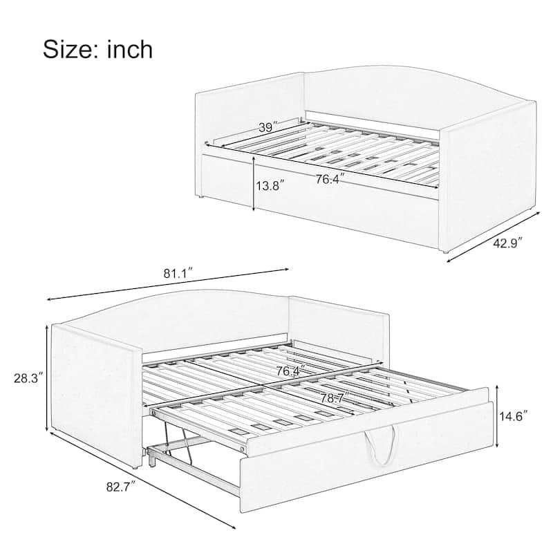 Convertible Upholstered Daybed with Pop-Up Trundle by Harper&Bright Designs