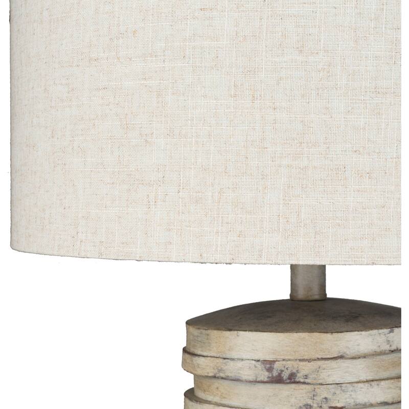 Contemporary Lewes Table Lamp with Natural Finish / White Washed Resin Base