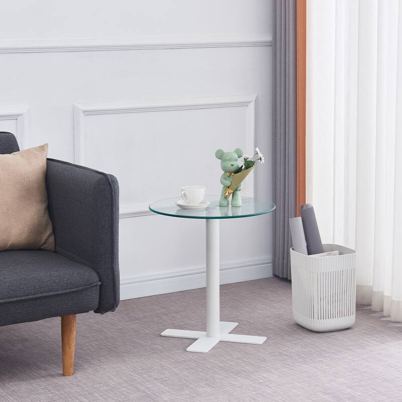 Tempered Rould Glass Dinning Table with Metal Leg
