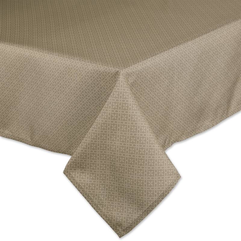 DII Stone Tonal Lattice Print Outdoor Tablecloth With Zipper 60 Round