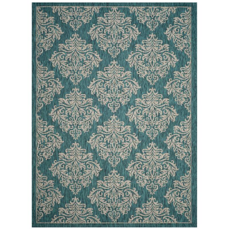 SAFAVIEH Courtyard Sijtske Indoor/ Outdoor Rug - 8' x 11' - Blue/Grey