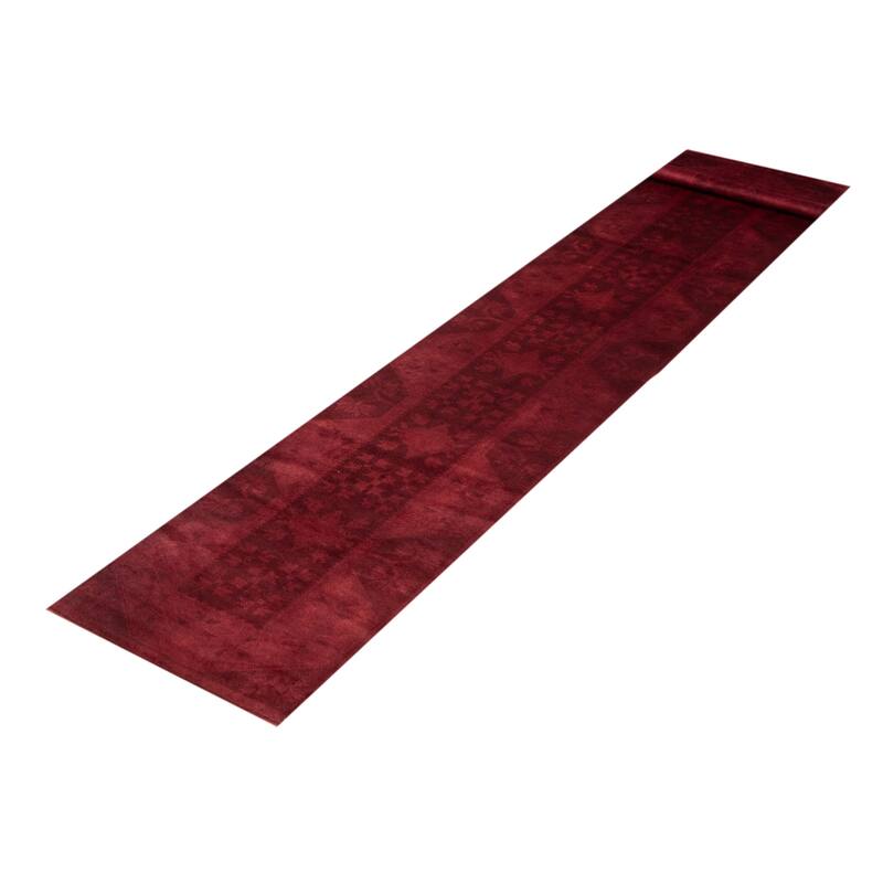 ECARPETGALLERY Hand-knotted Color Transition Burgundy Wool Rug - 2'6 x 13'5