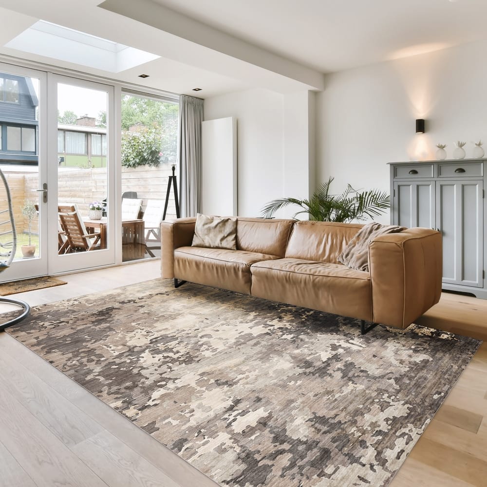 Gertmenian Crystal Print Soft Flat Pile Polyester Slip Resistant Washable Indoor Printed Area Rug Collection