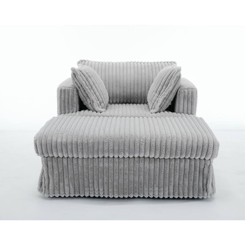 47.7'' Corduroy Deep Seat Upholstered Daybed with Movable Ottoman