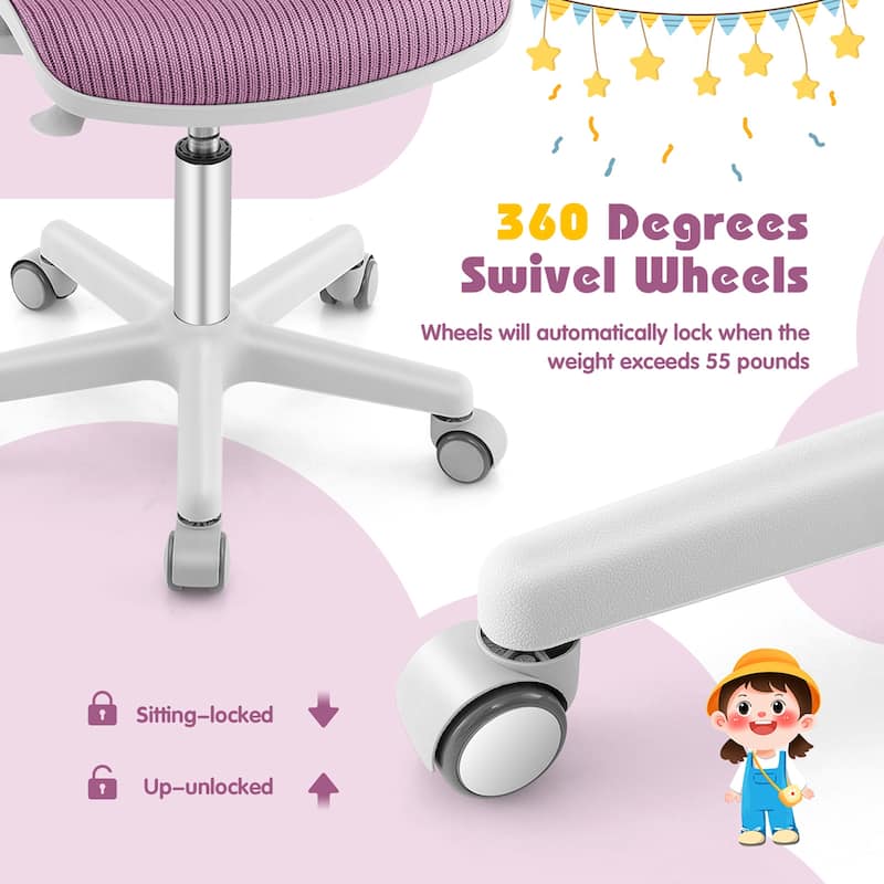Costway Kids Desk Armchair Swivel Mesh Children Computer Chair with - See Details