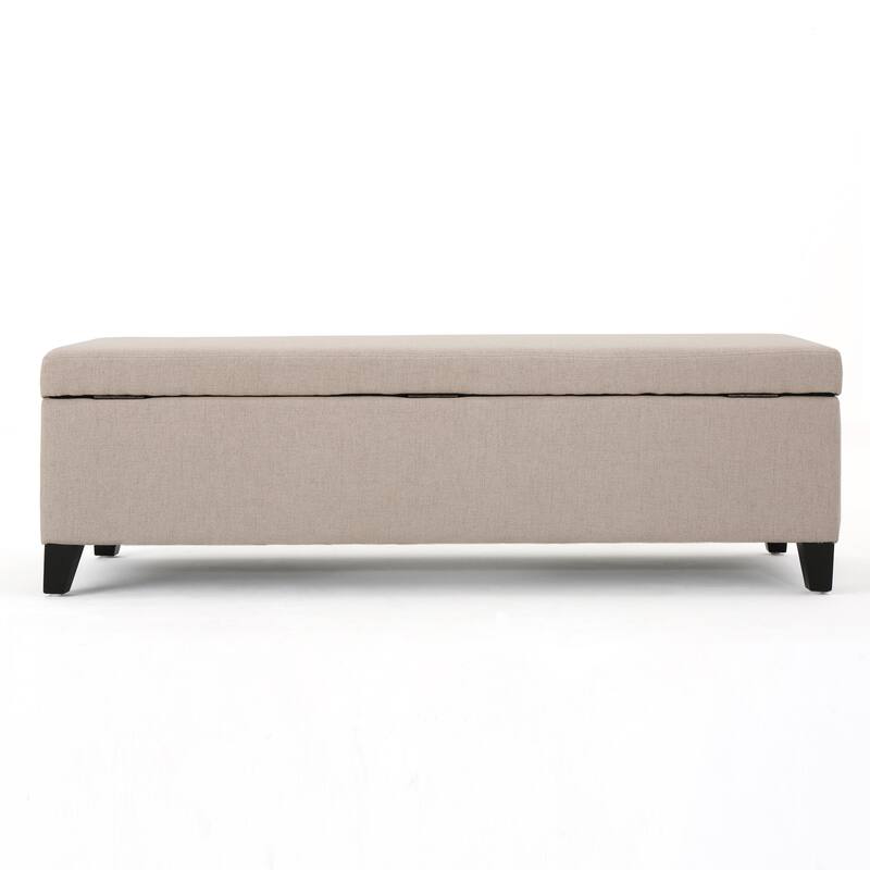 50.5 Inch Storage Ottoman Bench Rectangular Ottoman Foot Rest with Hinged Lid and Solid Wood Legs, Modern Entryway Bench