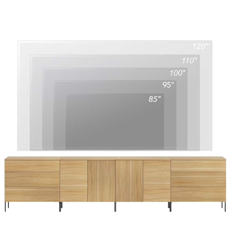 126" Modern Reeded 6-Drawer Dresser For Bedroom, Minimalist Chest Of Drawers With Storage, Wooden Dresser