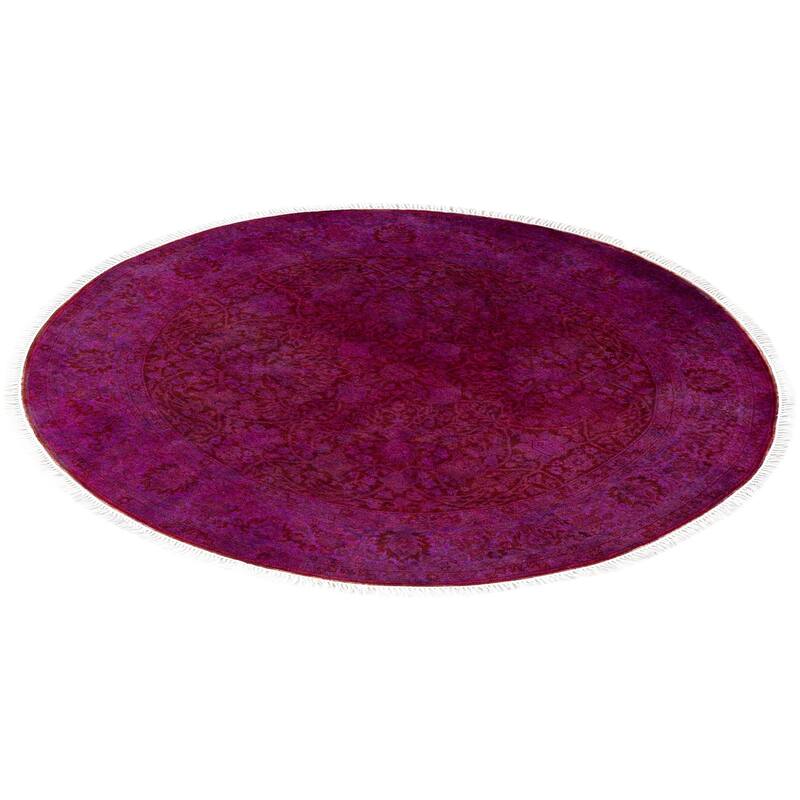 Overdyed One-of-a-Kind Hand-Knotted Area Rug - Purple - 4' 1" x 4' 1"