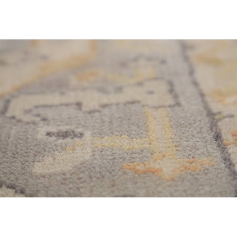 Gray Oushak Indian Runner Rug Hand-Knotted Transitional Wool Carpet - 2'8"x 9'10"
