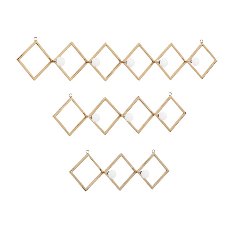 Gold Iron Glam Wall Hook (Set of 3) - 33 x 3 x 6
