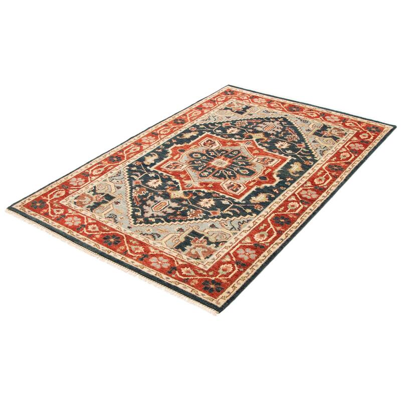 ECARPETGALLERY Hand-knotted Jules Serapi Teal Wool Rug - 5'11 x 9'2
