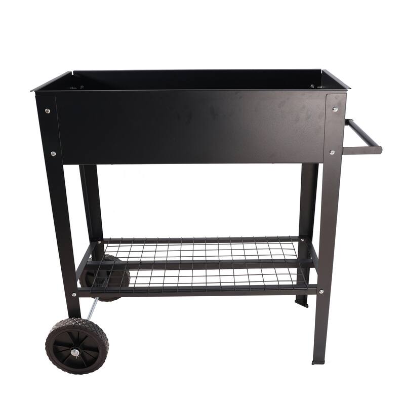Elevated Rolling Planter - 33" Long Garden Bed, Ergonomic Design, Food-Grade Coating, for Patios, Balconies & Backyard Gardening