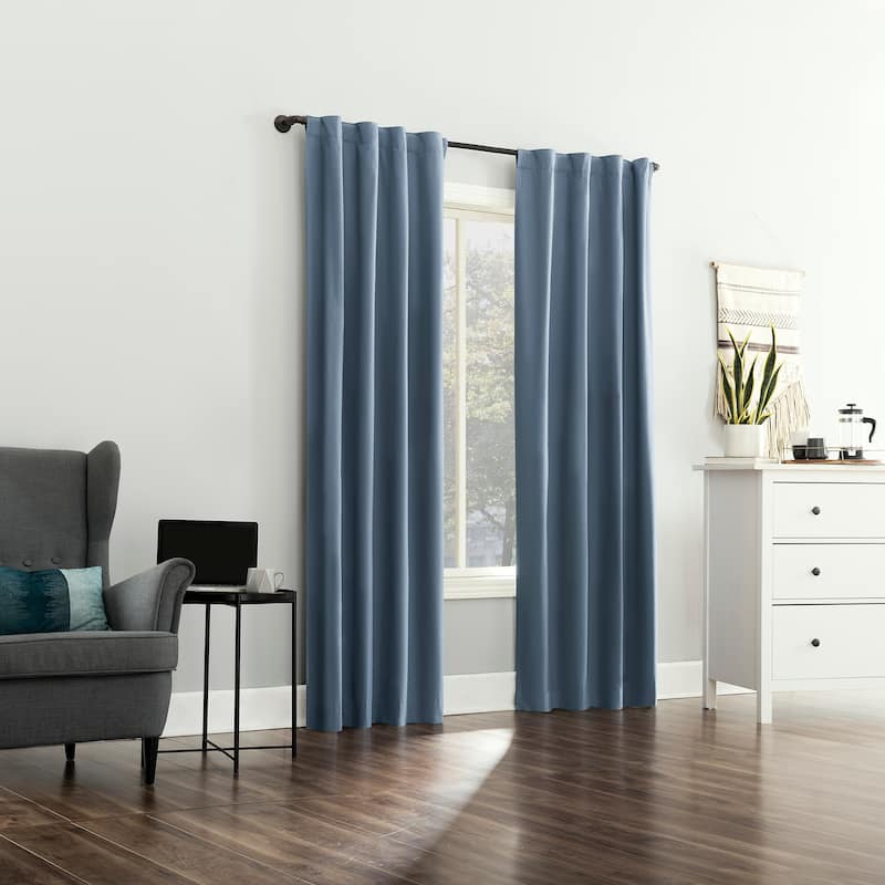 Sun Zero Cyrus Thermal Total Blackout Back Tab Curtain Panel, Single Panel
