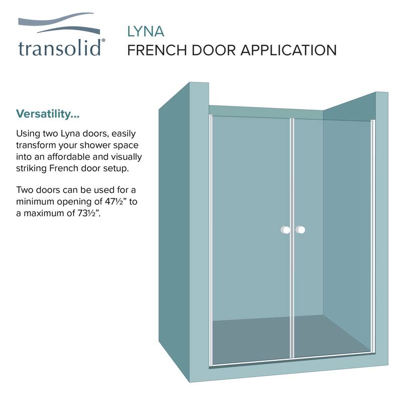 Transolid LSD287006C 70" High x 28" Wide Pivot Frameless Shower Door