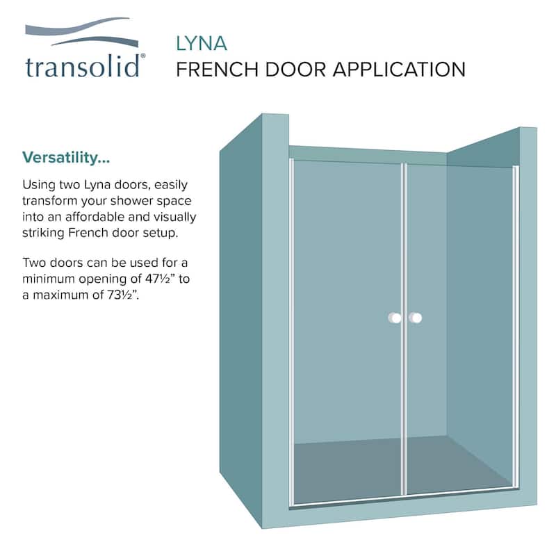 Transolid LSD337006C Lyna 70" High x 33" Wide Pivot Frameless Shower