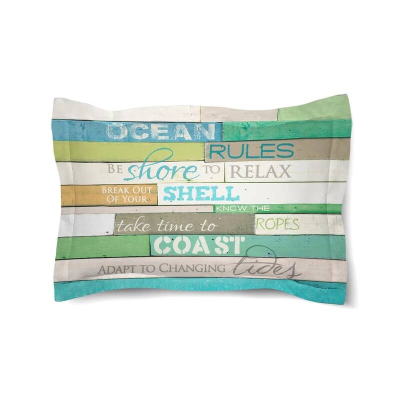 Laural Home Ocean Rules Standard Cotton Comforter Sham - 20x26 - Standard