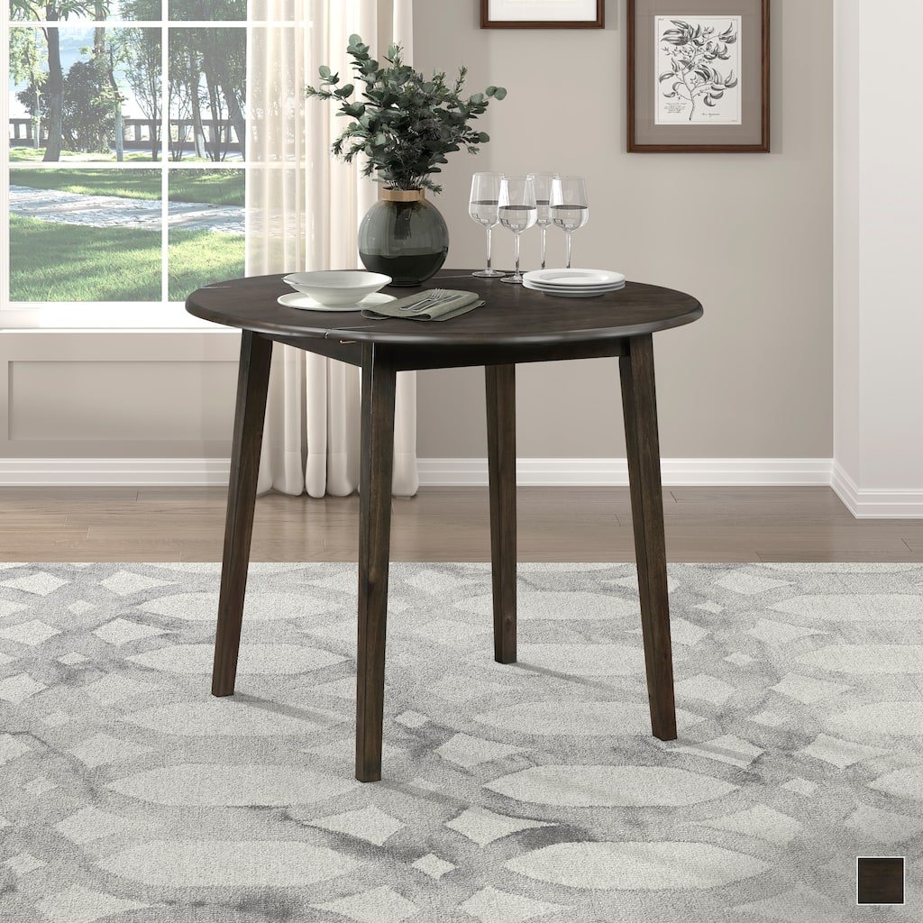 Corinne Wood Drop Leaf Round Dining Table