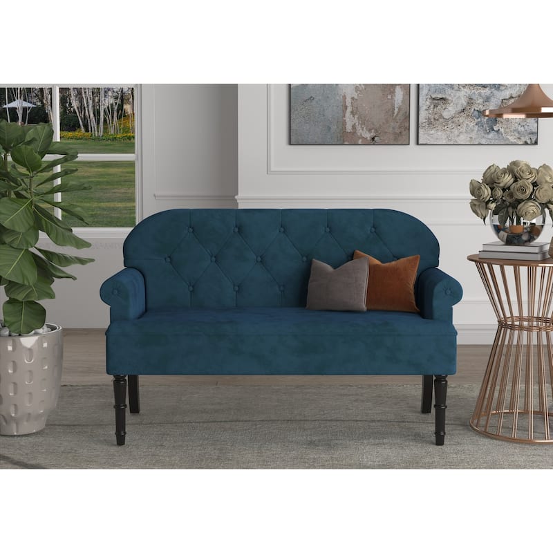 Margherita Rolled Arm Settee - Blue