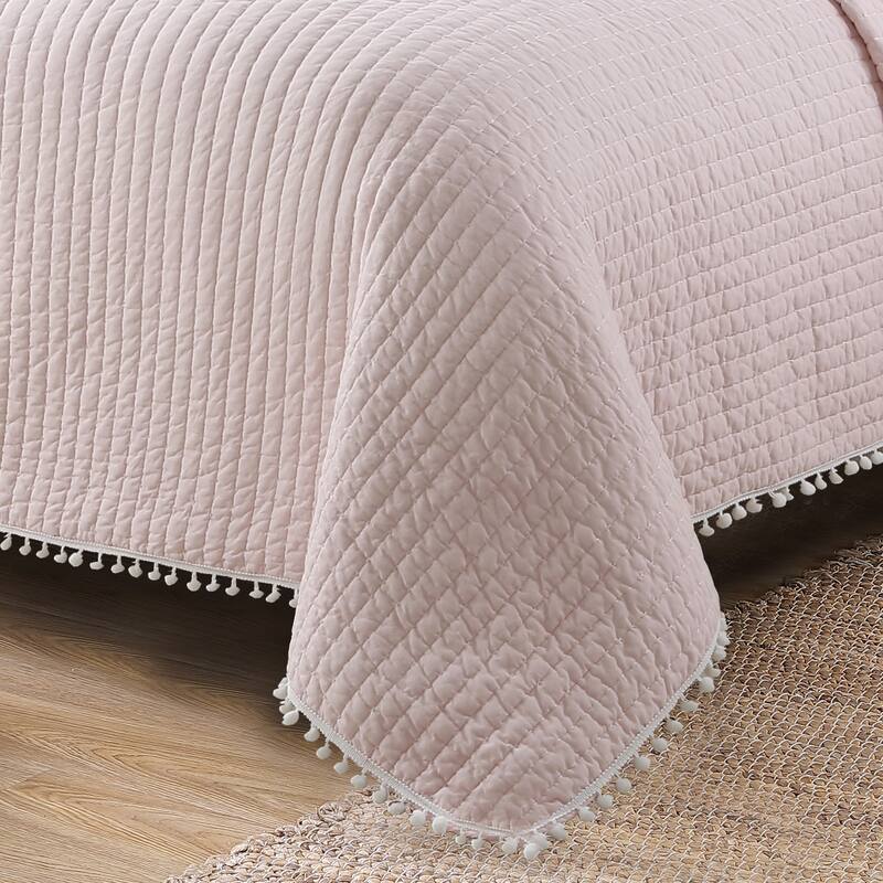 Estate Collection Costa Brava Pom-pom Cotton Quilt Set