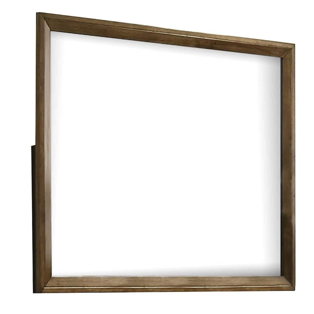 Rouk Dresser Mirror, Walnut Brown Solid Wood, Rectangular 45 Inch Frame - Walnut Brown
