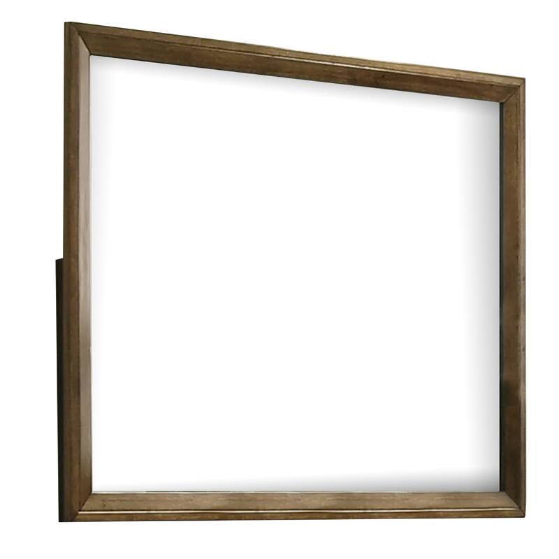 Rouk Dresser Mirror, Walnut Brown Solid Wood, Rectangular 45 Inch Frame - Walnut Brown