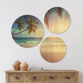 Designart 'Typical Sunset on Seychelles Beach' Seascape Wood Wall Art ...