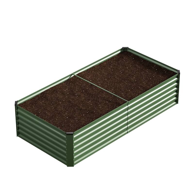 Meyreso 8ft x 4ft x 2ft Galvanized Raised Garden Bed, Thick Metal Planter Box, Rust Proof, Weather Resistant, Open Base