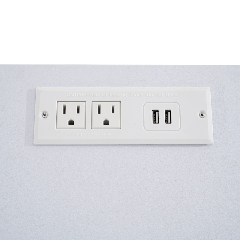 Height-Adjustable Overbed Table with Hidden Casters, Portable Bedside Desk with Tray, Pen Holder, USB & C-Type Ports