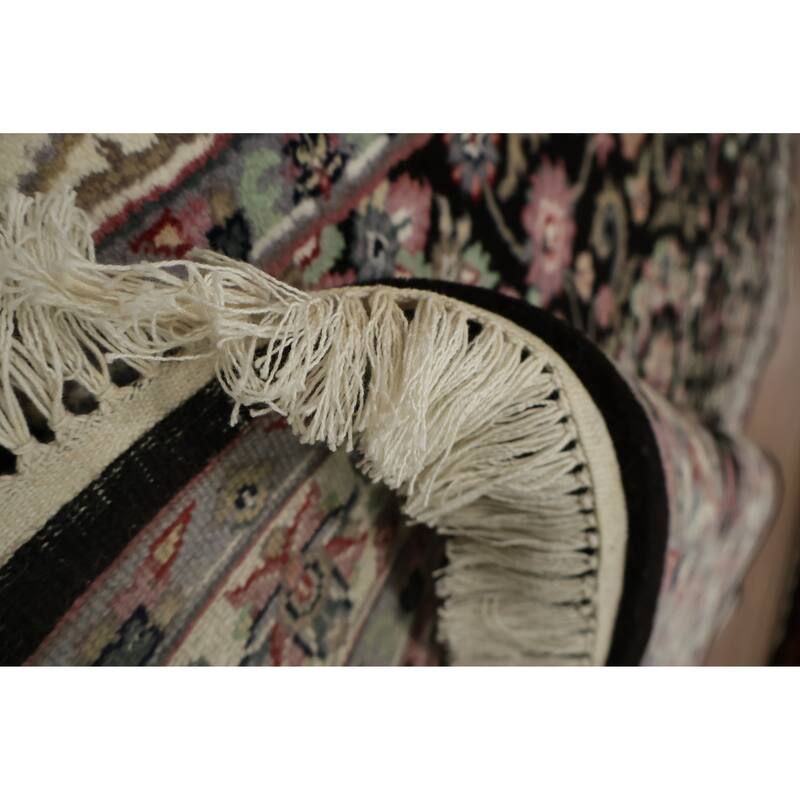 Hand Knotted Oriental 100% Wool Carpet Traditional Traditional Black Kashan Area Rug - 6' 1'' X 4' 0''