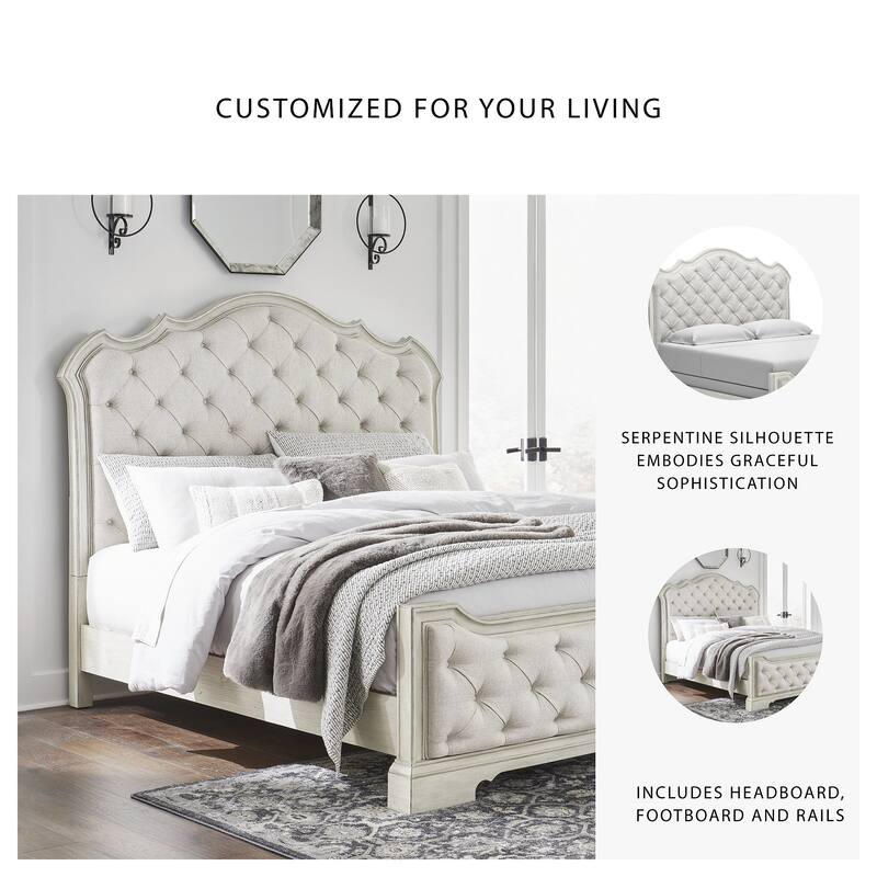 Signature Design by Ashley Arlendyne Antique White/Beige Upholstered Panel Bed