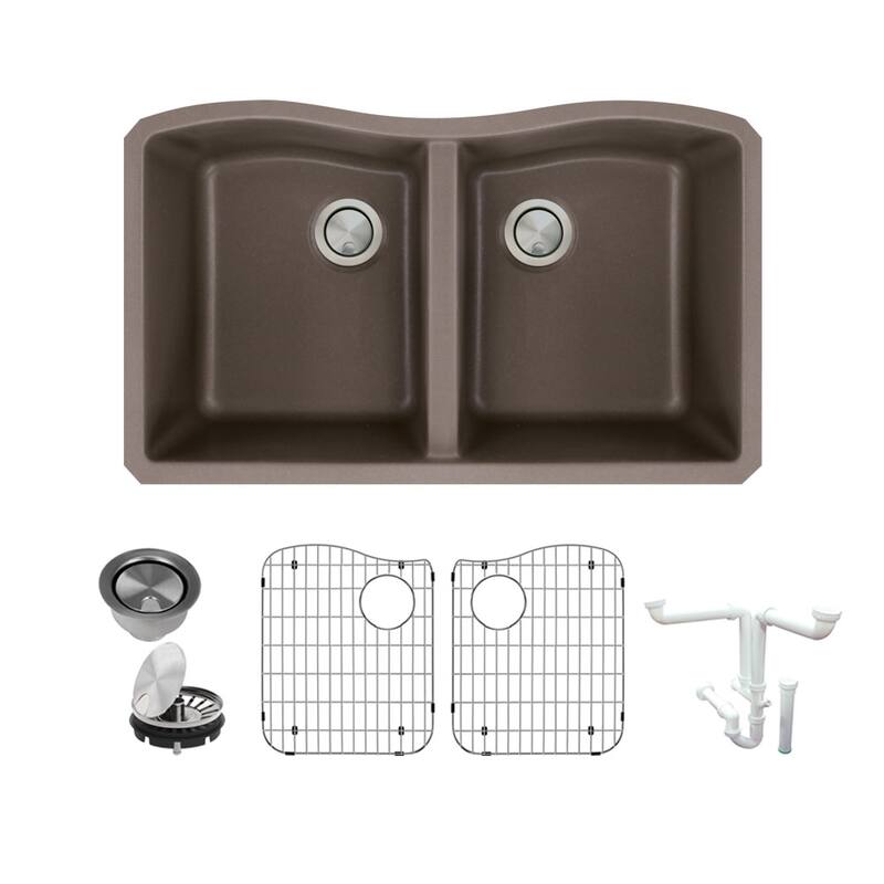 Transolid K-AUDE3219 Aversa 31-15/16" Undermount Double Basin Granite - Espresso
