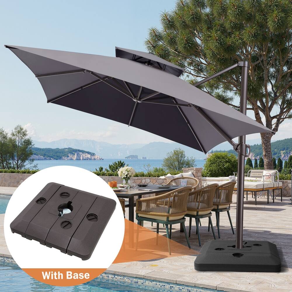 Outdoor 10X13 FT Dual Top Patio Cantilever Umbrella with Offset Base