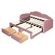 preview thumbnail 7 of 14, Velvet Twin Velvet Daybed with Trundle & 2 Drawers - Pink