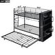 preview thumbnail 5 of 13, Minimalist Metal Bunk Bed with big bookshelf and Trundle, Twin, Black
