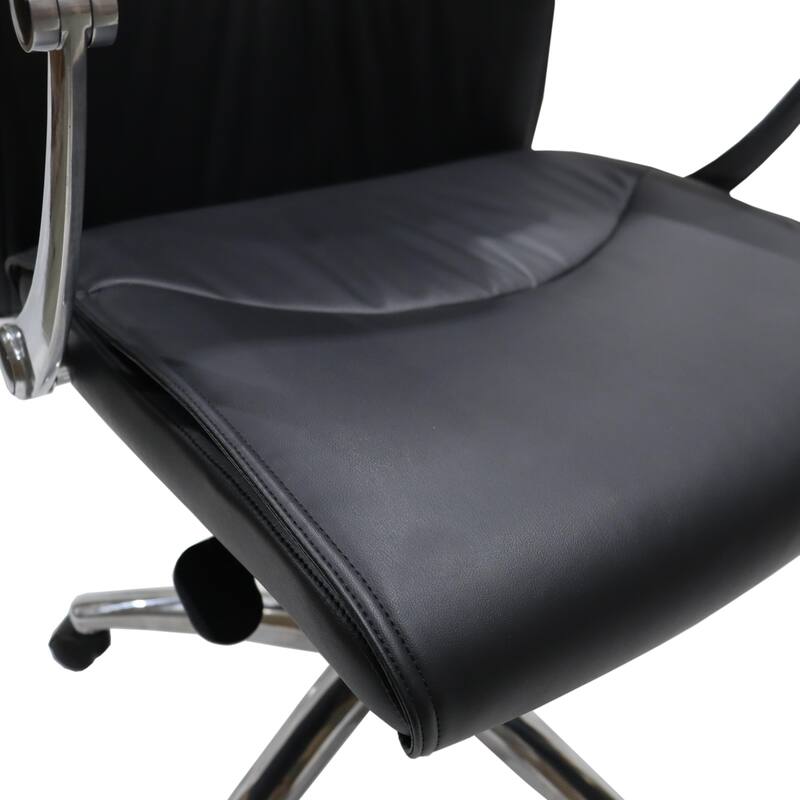 Leather Upholstered High-Back Office Chair Swivel Tilt Aluminum Frame Adjustable Conference Desk Chair for Computer
