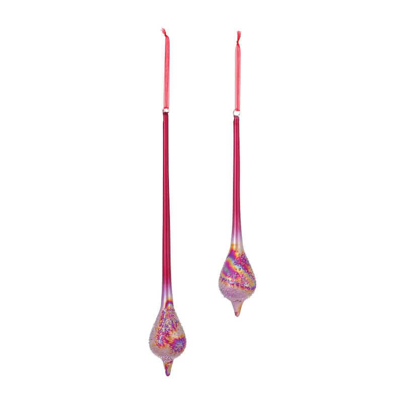 Pearl Glass Christmas Drop Ornaments 15.5" 390mm Multi-Color 6ct