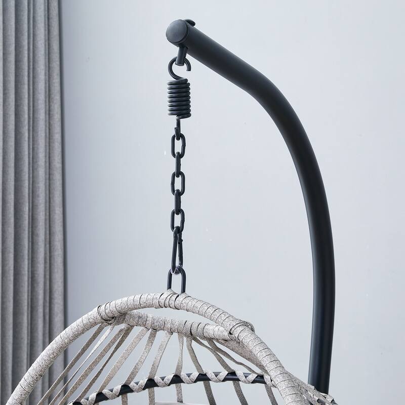 Rustproof Hanging Chair with Plush Cushion, Outdoor Egg-Shaped Swing Chair with a Non-slip Octopus Base