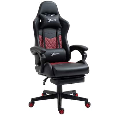 Black PU Leather 360° Swivel Racing Gaming Recliner with Footrest, Headrest, Lumbar Support, Adjustable Height