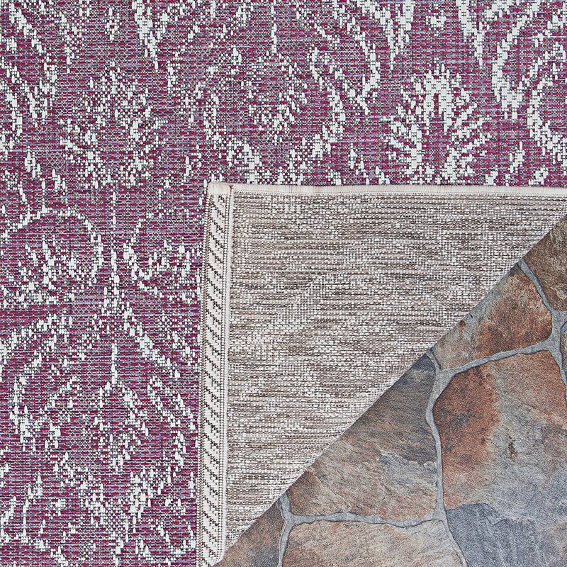 Savona Leafy Glade Purple- Ivory Indoor/ Outdoor Area Rug