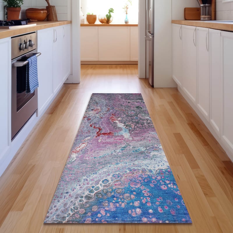 Premium Washable Super Soft Contemporary Mayfield Rug - Blue - 2' 3" x 7' 6" - Runner