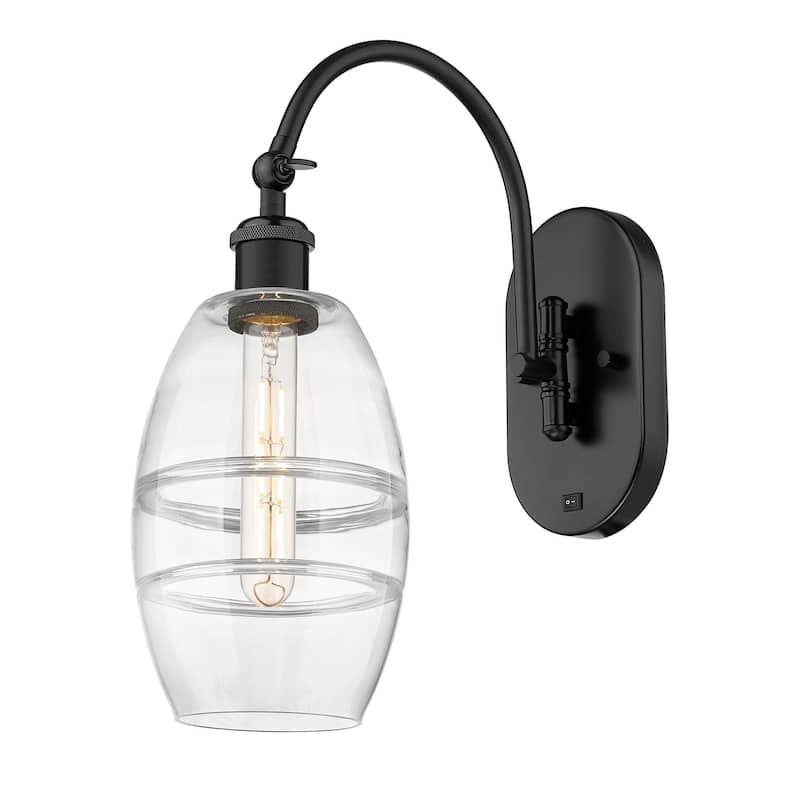 Innovations Lighting 518-1W-12-6 Vaz Sconce Vaz 12" Tall Wall Sconce - Matte Black / Clear