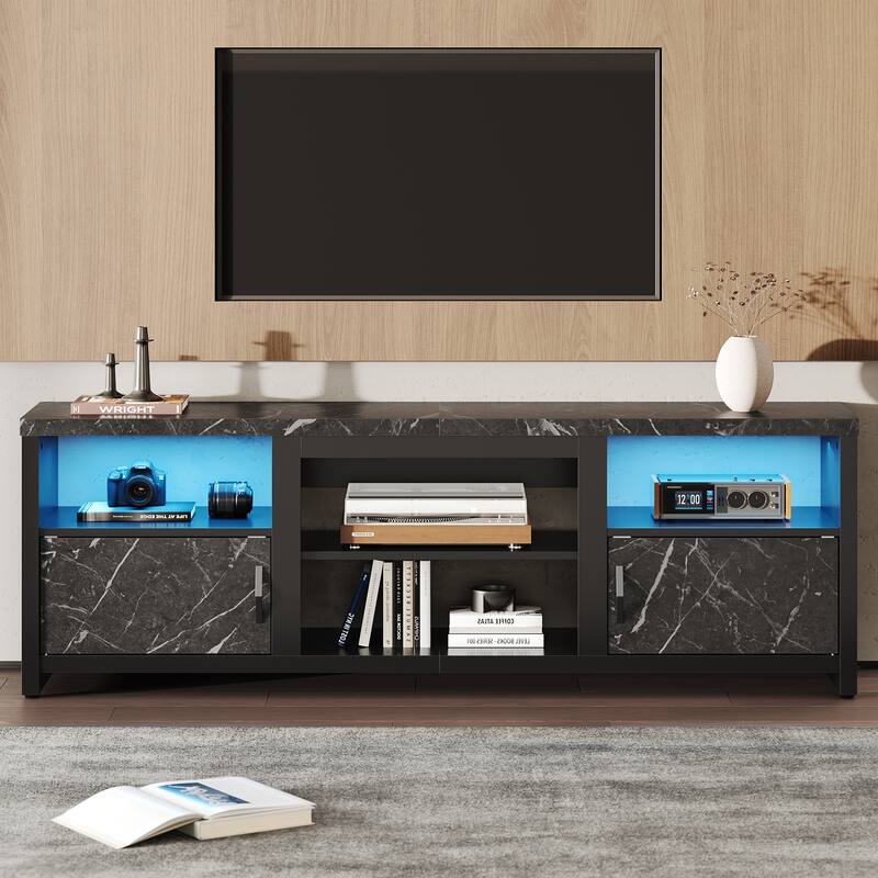 70" TV Stand Modern Entertaintment Center TV Console for 75" TVs with LED Lights - 71 inches