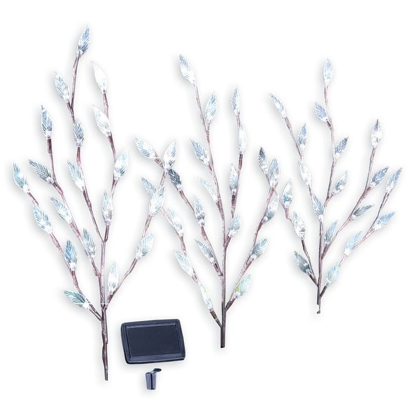 Bright Leaf Branch Solar Garden Lights with Adjustable Branches - Set of 3, Outdoor Decorative Accents Bright Leaf Branch Solar Garden Lights with Adjustable Branches - Set of 3, Outdoor Decorative Accents