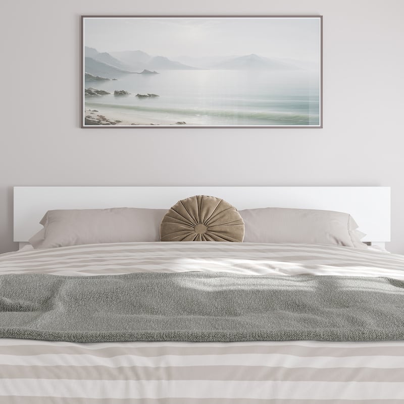 King Size Adjustable Solid Wood Panel Headboard with Modern Design, Smooth White Finish for Bedroom Beds