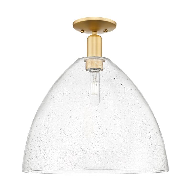 Innovations Lighting Endless Possibilities Arcadia - Bristol - 1 Light 16" Semi-Flush Mount - Satin Gold/Seedy
