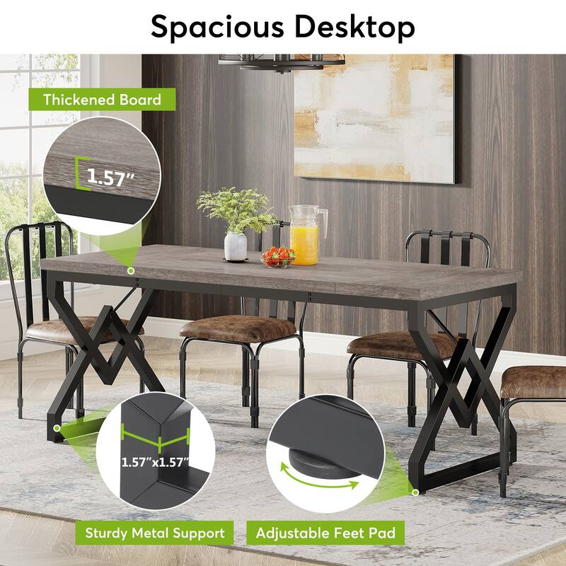 63-inch Executive Desk with Metal Frame, Modern Office Computer Desk for Home Office