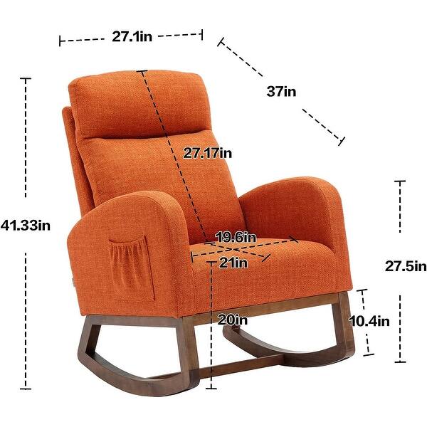 Arc Rocking Chair Modern Rocking Chair Nursery Upholstered Rocking Armchair with Side ...