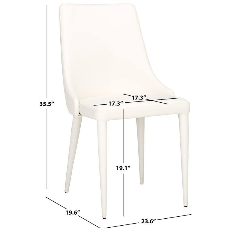 SAFAVIEH Socorro Mid-Century Modern White Dining Chair (Set of 2) - 23.6" x 19.6" x 35.5" - 24Wx20Dx36H