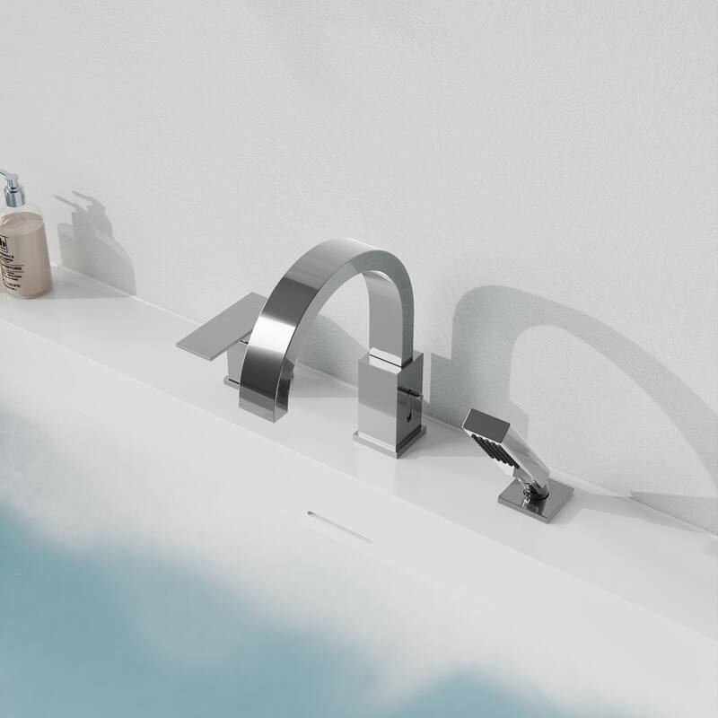 Nite Series Single-Handle Deck-Mount Roman Tub Faucet with Handheld Sprayer in Polished Chrome